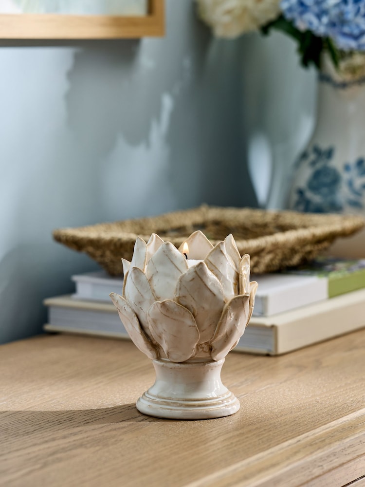 Laura Ashley Cream Artichoke Tea Light Holder - Image 1 of 5