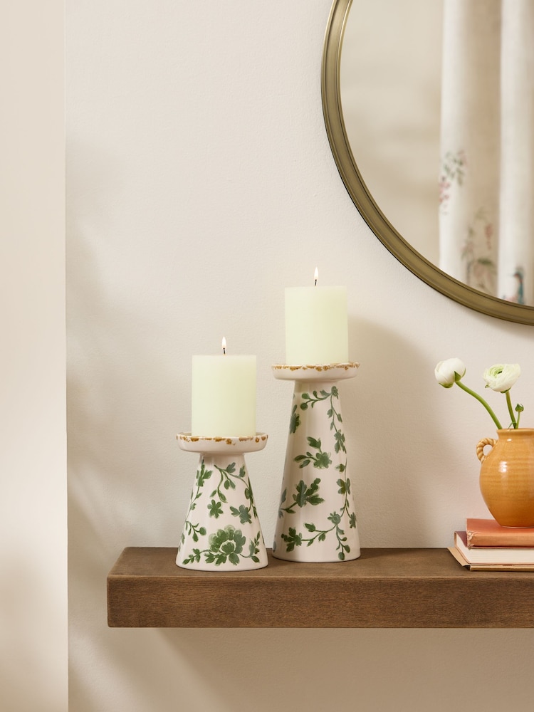 Laura Ashley Set of 2 Green Kirkstead Trail Candle Holders - Image 2 of 5