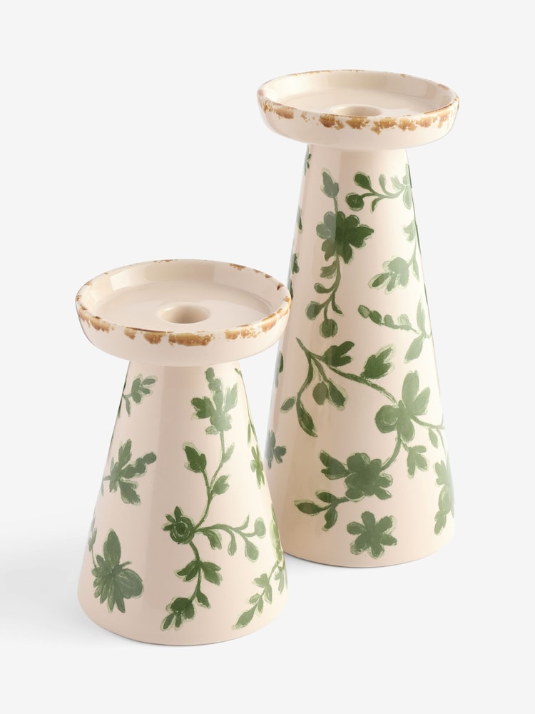 Laura Ashley Set of 2 Green Kirkstead Trail Candle Holders - Image 5 of 5
