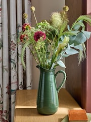 Laura Ashley Green Twisted Handle Jug Vase - Image 1 of 6