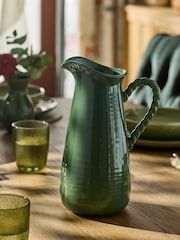 Laura Ashley Green Twisted Handle Jug Vase - Image 3 of 6