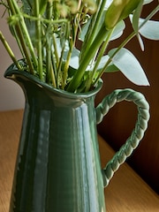 Laura Ashley Green Twisted Handle Jug Vase - Image 4 of 6