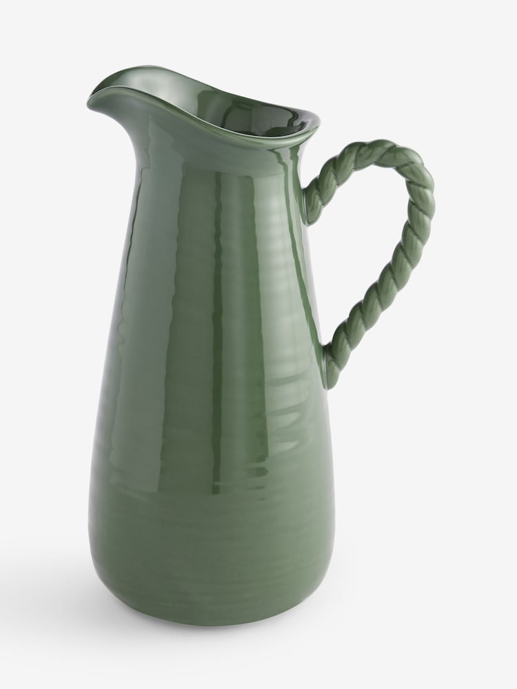 Laura Ashley Green Twisted Handle Jug Vase - Image 6 of 6