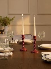 Laura Ashley Set of 2 Rust Twisted Taper Candle Holders - Image 1 of 4