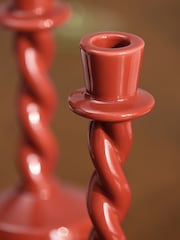 Laura Ashley Set of 2 Rust Twisted Taper Candle Holders - Image 4 of 4