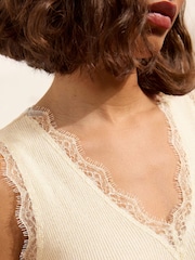 Friends Like These Brown & Ivory V-Neck Lace Trim Tops 2 Pack - Image 5 of 5