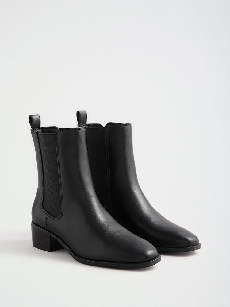 Friends Like These Black Faux Leather Flat Chelsea Boots - Image 1 of 5 Friends Like These Black Faux Leather Flat Chelsea Boots - Image 1 of 5