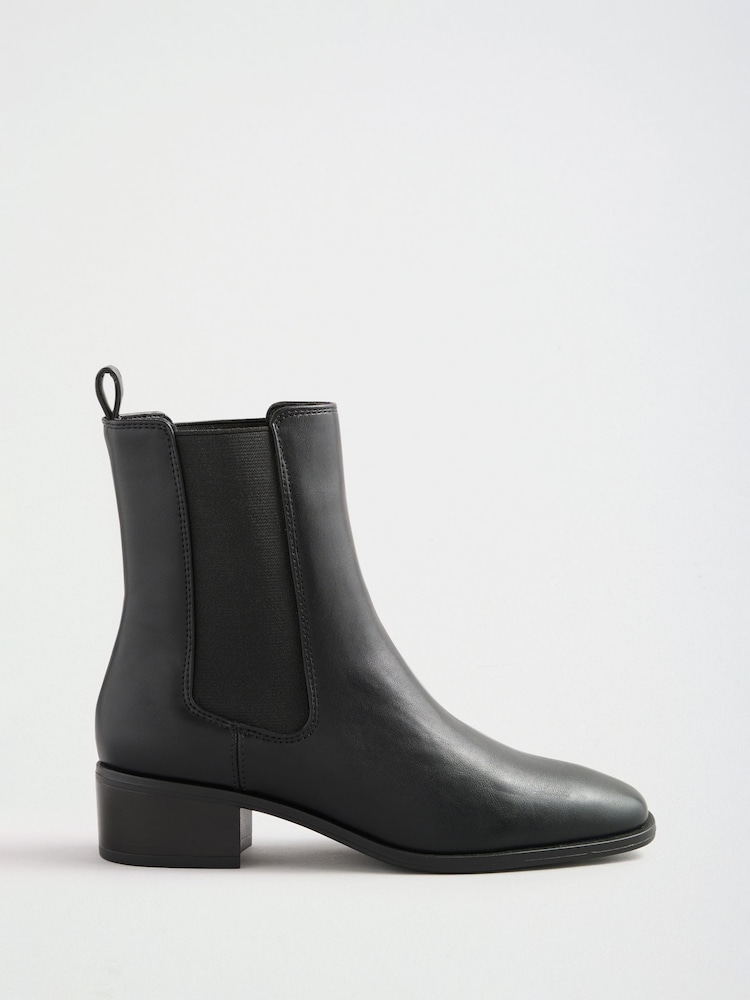 Friends Like These Black Faux Leather Flat Chelsea Boots - Image 2 of 5 Friends Like These Black Faux Leather Flat Chelsea Boots - Image 2 of 5