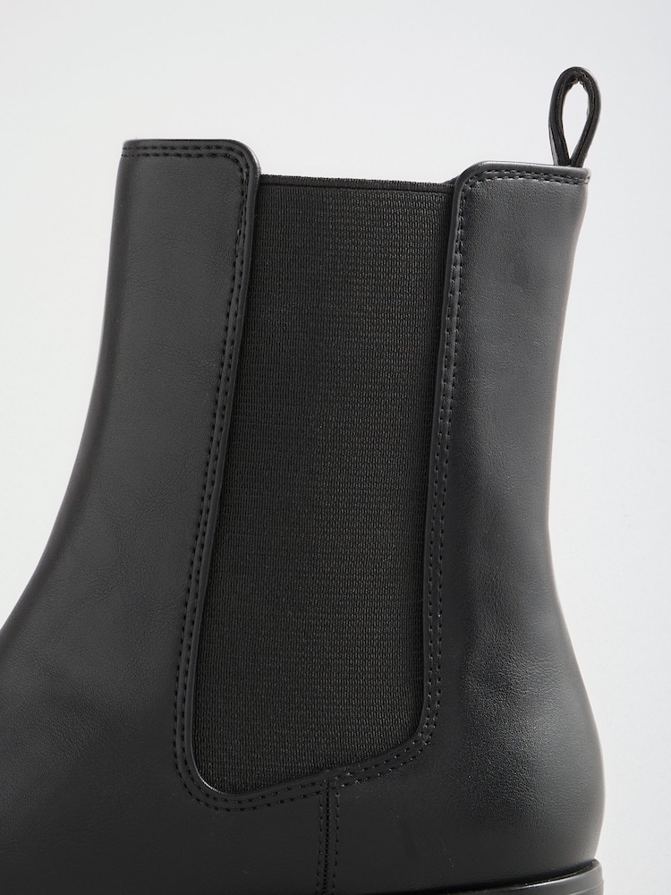 Friends Like These Black Faux Leather Flat Chelsea Boots - Image 5 of 5 Friends Like These Black Faux Leather Flat Chelsea Boots - Image 5 of 5