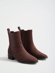 Friends Like These Chocolate Brown Faux Suede Flat Chelsea Boots - Image 1 of 5