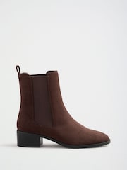 Friends Like These Chocolate Brown Faux Suede Flat Chelsea Boots - Image 2 of 5