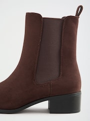 Friends Like These Chocolate Brown Faux Suede Flat Chelsea Boots - Image 3 of 5