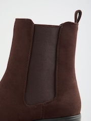 Friends Like These Chocolate Brown Faux Suede Flat Chelsea Boots - Image 5 of 5