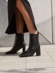 Friends Like These Black Faux Leather Square Toe High Heel Chelsea Boots - Image 1 of 7