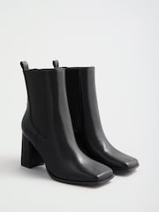 Friends Like These Black Faux Leather Square Toe High Heel Chelsea Boots - Image 3 of 7