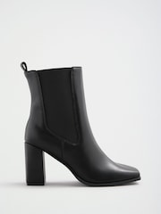 Friends Like These Black Faux Leather Square Toe High Heel Chelsea Boots - Image 4 of 7