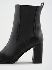 Friends Like These Black Faux Leather Square Toe High Heel Chelsea Boots - Image 5 of 7