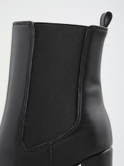 Friends Like These Black Faux Leather Square Toe High Heel Chelsea Boots - Image 7 of 7
