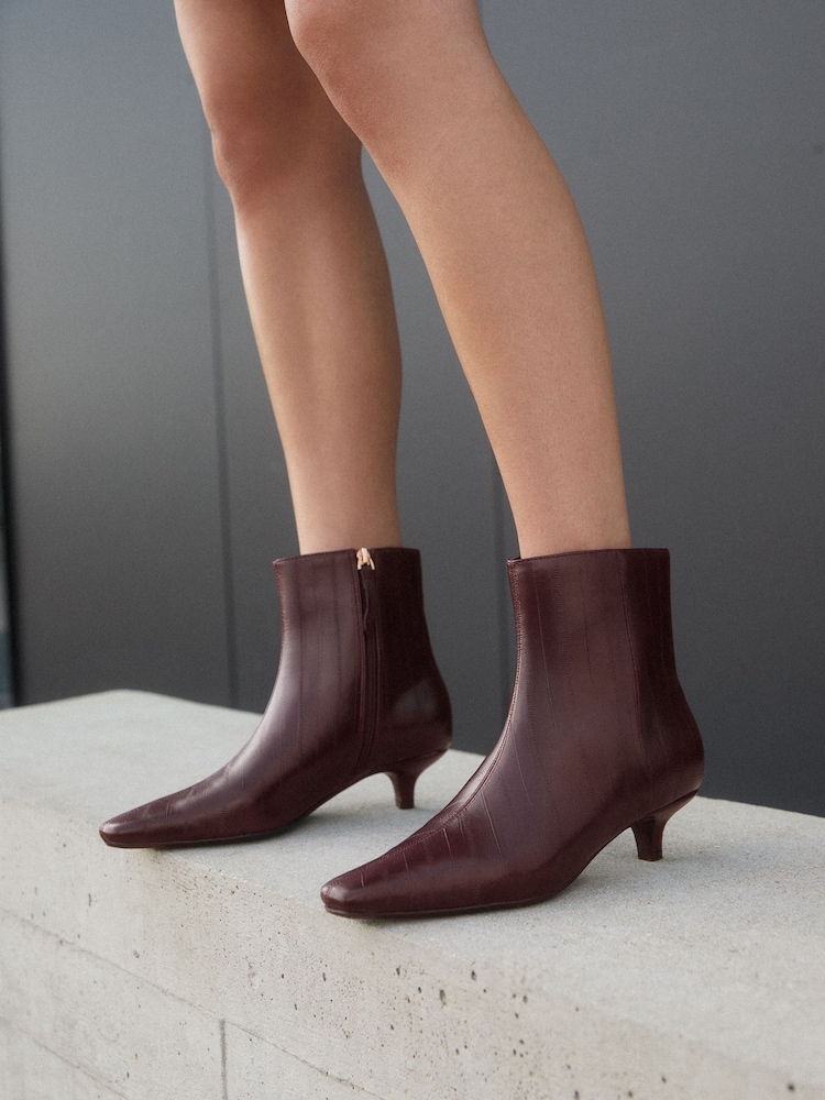 Friends Like These Burgundy Red Kitten Heel Chisel Toe Ankle Boots - Image 1 of 7 Friends Like These Burgundy Red Kitten Heel Chisel Toe Ankle Boots - Image 1 of 7