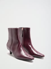 Friends Like These Burgundy Red Kitten Heel Chisel Toe Ankle Boots - Image 3 of 7