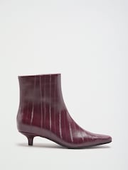 Friends Like These Burgundy Red Kitten Heel Chisel Toe Ankle Boots - Image 4 of 7