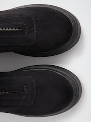 Friends Like These Black Faux Suede Zip Front Chunky Outsole Ankle Boots - Image 4 of 5