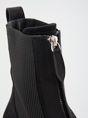 Friends Like These Black Faux Suede Zip Front Chunky Outsole Ankle Boots - Image 5 of 5