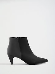Friends Like These Black Faux Leather Standard fit Pointed Mid Heeled Smart Ankle Boots - Image 1 of 5