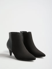 Friends Like These Black Faux Leather Standard fit Pointed Mid Heeled Smart Ankle Boots - Image 2 of 5