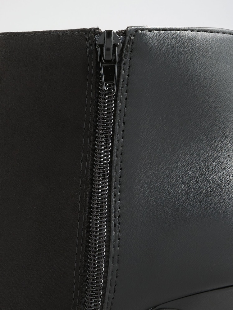 Friends Like These Black Faux Leather Standard fit Pointed Mid Heeled Smart Ankle Boots - Image 5 of 5 Friends Like These Black Faux Leather Standard fit Pointed Mid Heeled Smart Ankle Boots - Image 5 of 5