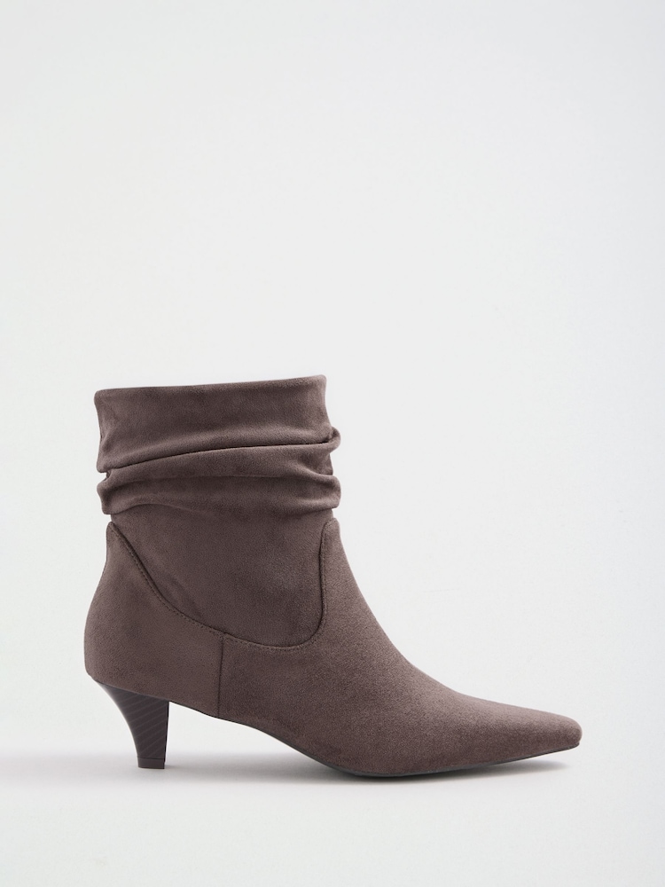 Grey Code Image Buy Friends Like These Grey Narrow Fit Faux Suede Ruched Kitten Heel ...
