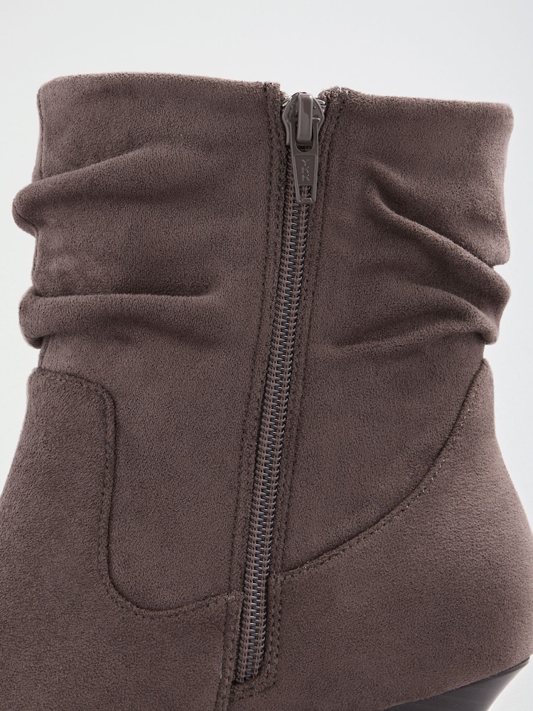 Grey Code Image Buy Friends Like These Grey Narrow Fit Faux Suede Ruched Kitten Heel ...
