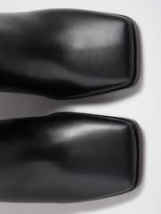 Friends Like These Black Contrast Faux Leather and Suede Knee High Heeled Boots - Image 6 of 7