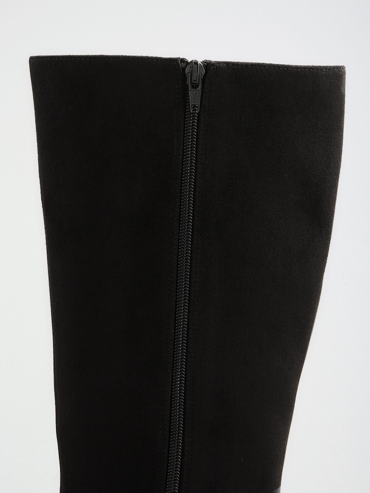 Friends Like These Black Contrast Faux Leather and Suede Knee High Heeled Boots - Image 7 of 7 Friends Like These Black Contrast Faux Leather and Suede Knee High Heeled Boots - Image 7 of 7