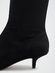 Friends Like These Black Standard fit Faux Suede Kitten Heeled Knee High Sock Boots - Image 3 of 5