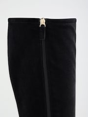 Friends Like These Black Standard fit Faux Suede Kitten Heeled Knee High Sock Boots - Image 5 of 5