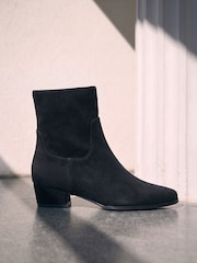 Friends Like These Black Standard fit Faux Suede Mini Block Heeled Smart Ankle Boots - Image 1 of 5