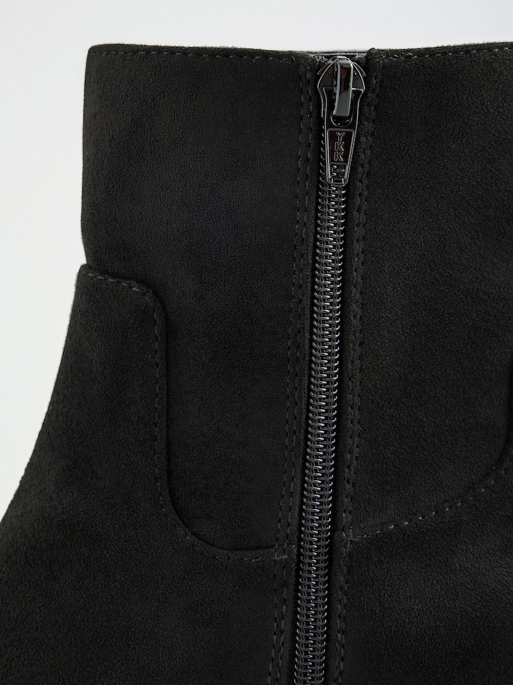 Friends Like These Black Standard fit Faux Suede Mini Block Heeled Smart Ankle Boots - Image 5 of 5