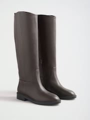 Friends Like These Chocolate Brown Standard fit Faux Leather Knee High Riding Boots - Image 3 of 7