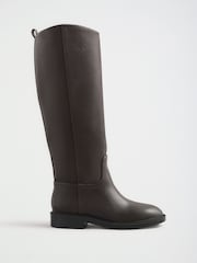 Friends Like These Chocolate Brown Standard fit Faux Leather Knee High Riding Boots - Image 4 of 7