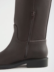 Friends Like These Chocolate Brown Standard fit Faux Leather Knee High Riding Boots - Image 7 of 7
