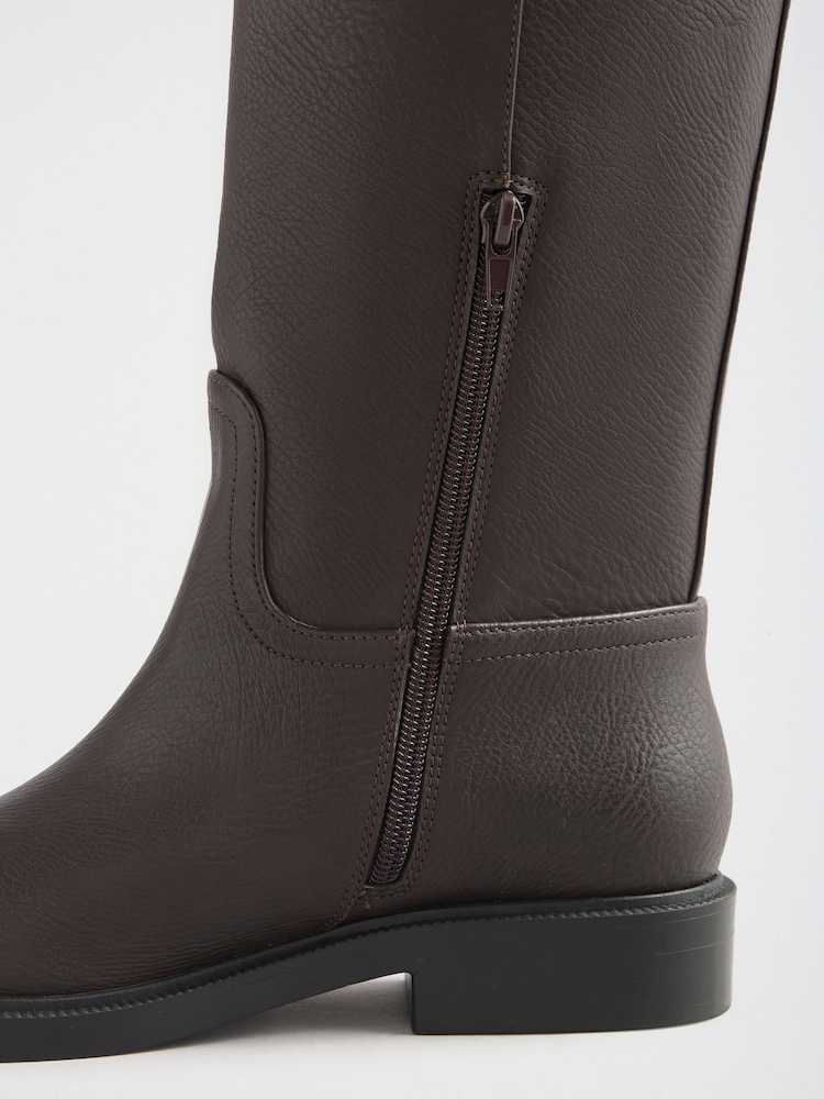 Friends Like These Chocolate Brown Standard fit Faux Leather Knee High Riding Boots - Image 7 of 7 Friends Like These Chocolate Brown Standard fit Faux Leather Knee High Riding Boots - Image 7 of 7
