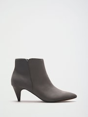 Friends Like These Grey Faux Suede Pointed Mid Heeled Smart Ankle Boots - Image 2 of 5