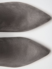 Friends Like These Grey Faux Suede Pointed Mid Heeled Smart Ankle Boots - Image 4 of 5