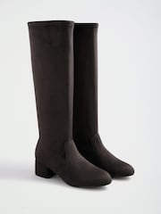 Friends Like These Faux Suede Knee High Low Block Heel Sock Boots - Imagen 1 de 5
