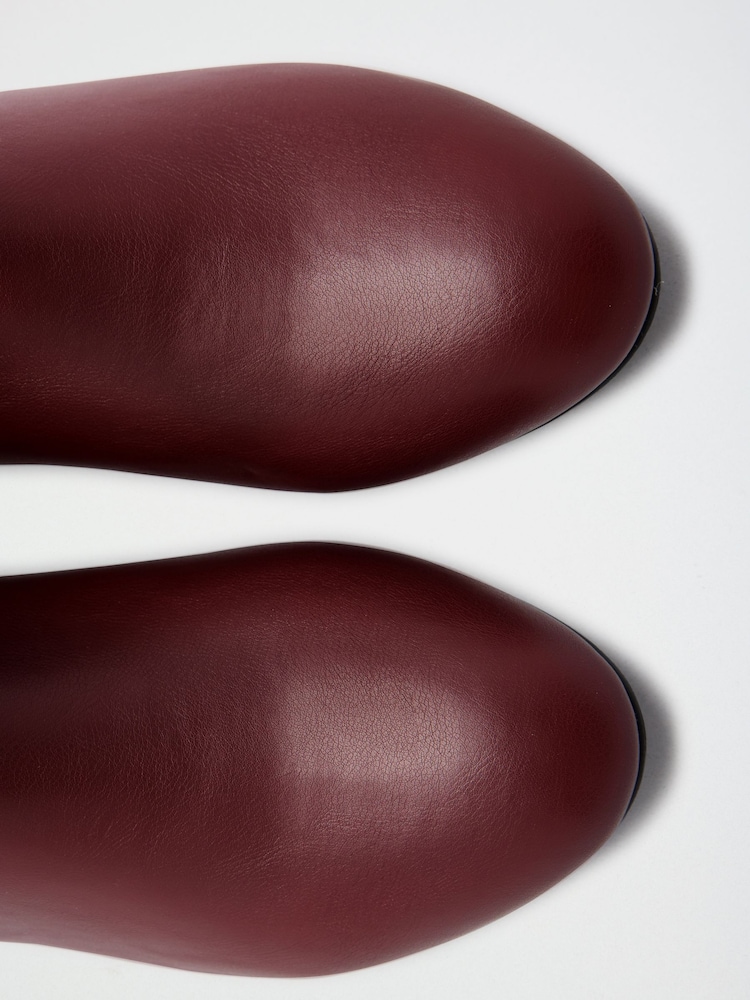Friends Like These Plum Purple Standard fit Low Block Heel Stretch Long Knee High Sock Boots - Image 5 of 5 Friends Like These Plum Purple Standard fit Low Block Heel Stretch Long Knee High Sock Boots - Image 5 of 5
