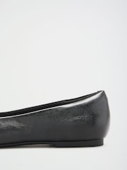 Friends Like These Black Faux Leather / Suede Mix Standard Fit Twist Detail Round Toe Flat Ballerina Pump Shoes - Image 5 of 5