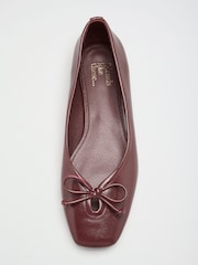 Friends Like These Burgundy Red Faux Leather Keyhole Bow Detail Square Toe Ballet Flat Shoes - Image 1 of 4