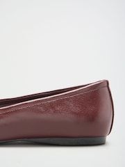 Friends Like These Burgundy Red Faux Leather Keyhole Bow Detail Square Toe Ballet Flat Shoes - Image 4 of 4