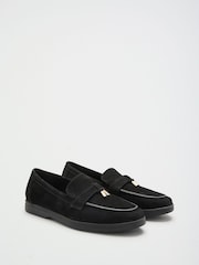 Friends Like These Black Standard Fit Faux Suede Tassle Trim White Outsole Casual Loafers - Image 1 of 4